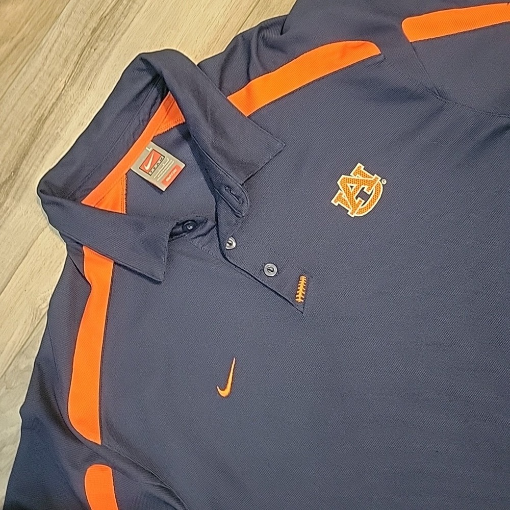 Auburn University Polo Shirt Mens Large Blue Orange‎ Golf NCAA Nike Dri-Fit VGT